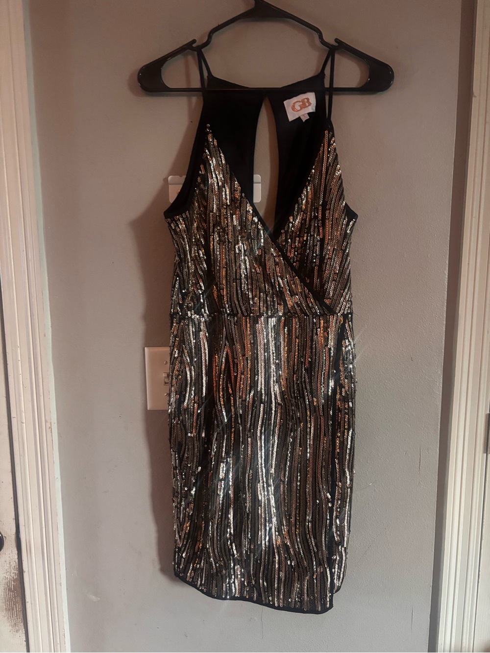 Gianni Bini Black Sequin Accent Party Dress